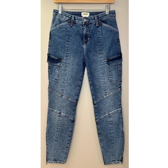 L’AGENCE Patton Skinny Cargo Jeans Solway Side Zip Mid Rise Moto Stretch - Picture 6 of 15
